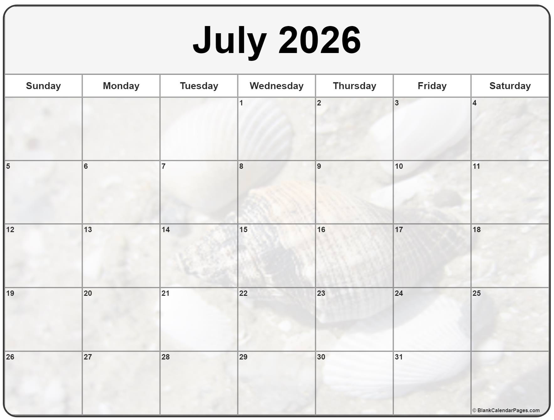 July 2026 Blank Printable Calendar