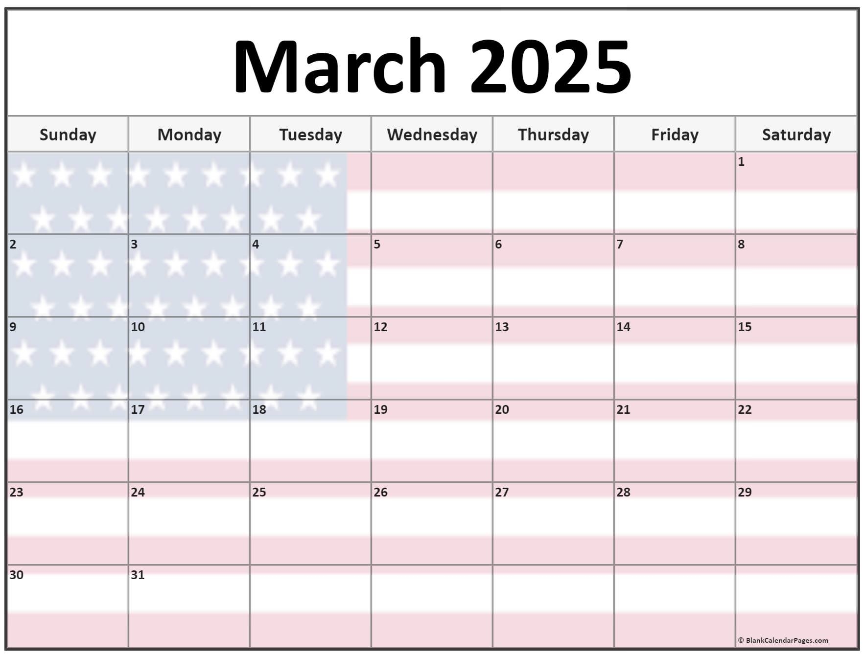 Collection Of March 2025 Photo Calendars With Image Filters 