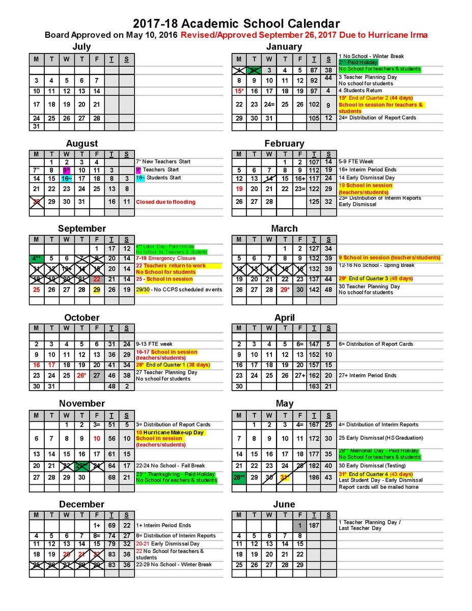 Collier County Public Schools On X FINAL 2017 18 Academic Calendar Approved At 9 26 School Board Meeting Https t co JWUa953NOM X