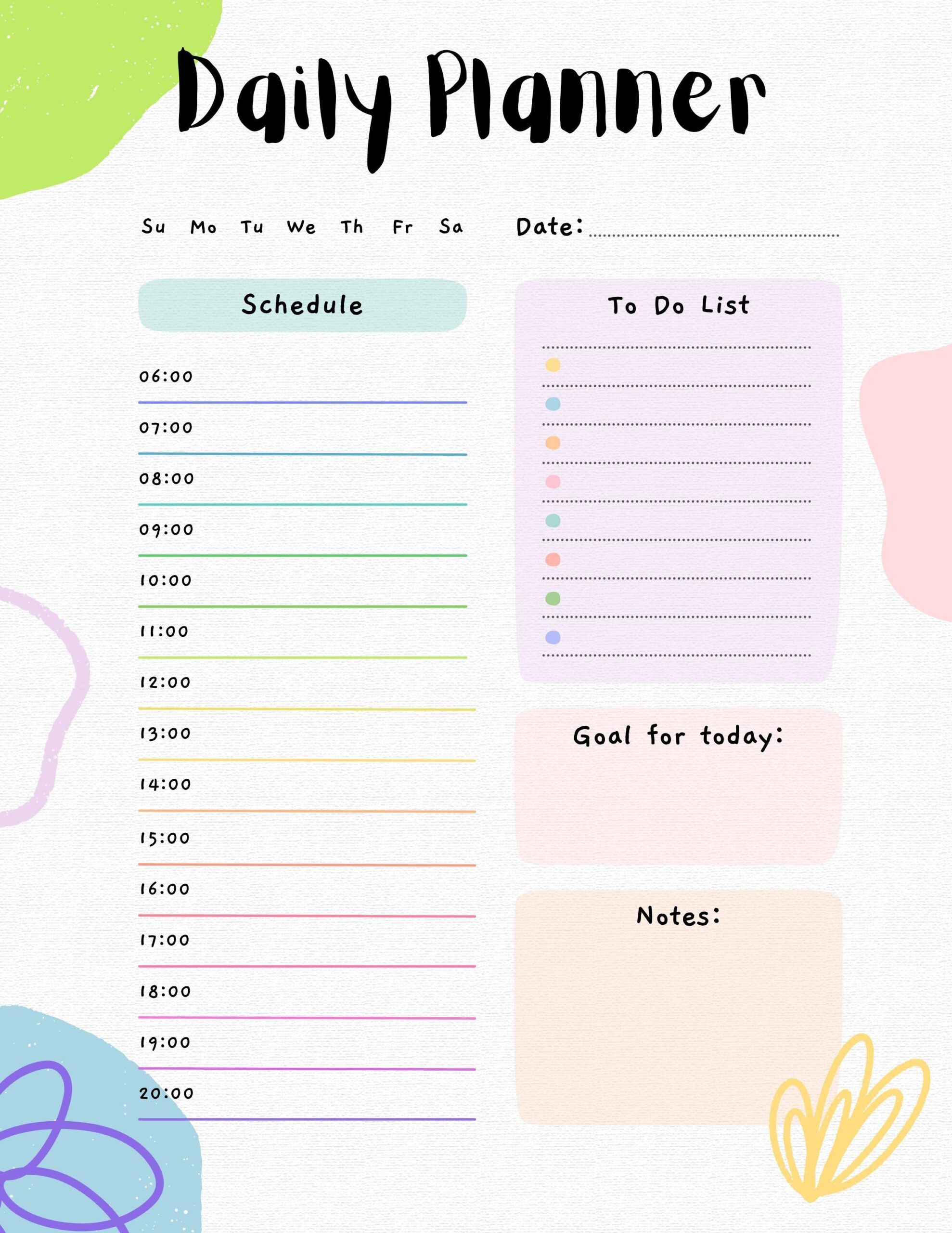 Colorful Daily Planner Etsy