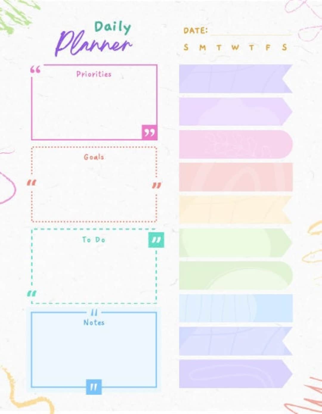 Colorful Daily Planner Etsy