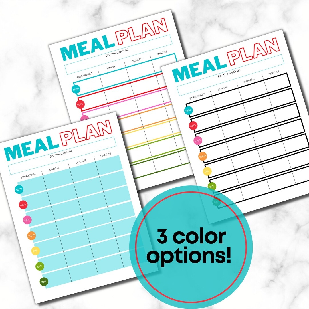 Colorful Meal Planner