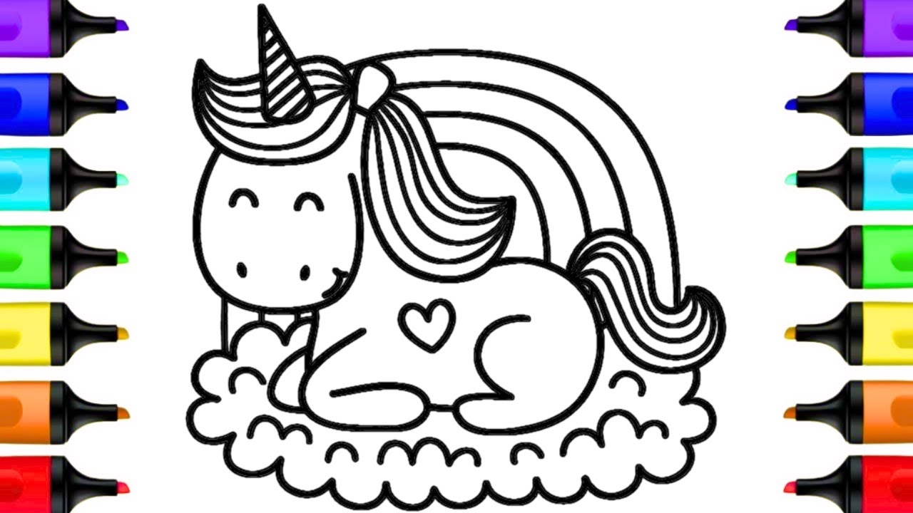 Coloring A Rainbow Unicorn Coloring Pages Unicorn Rainbow Coloring Book Pages Art YouTube