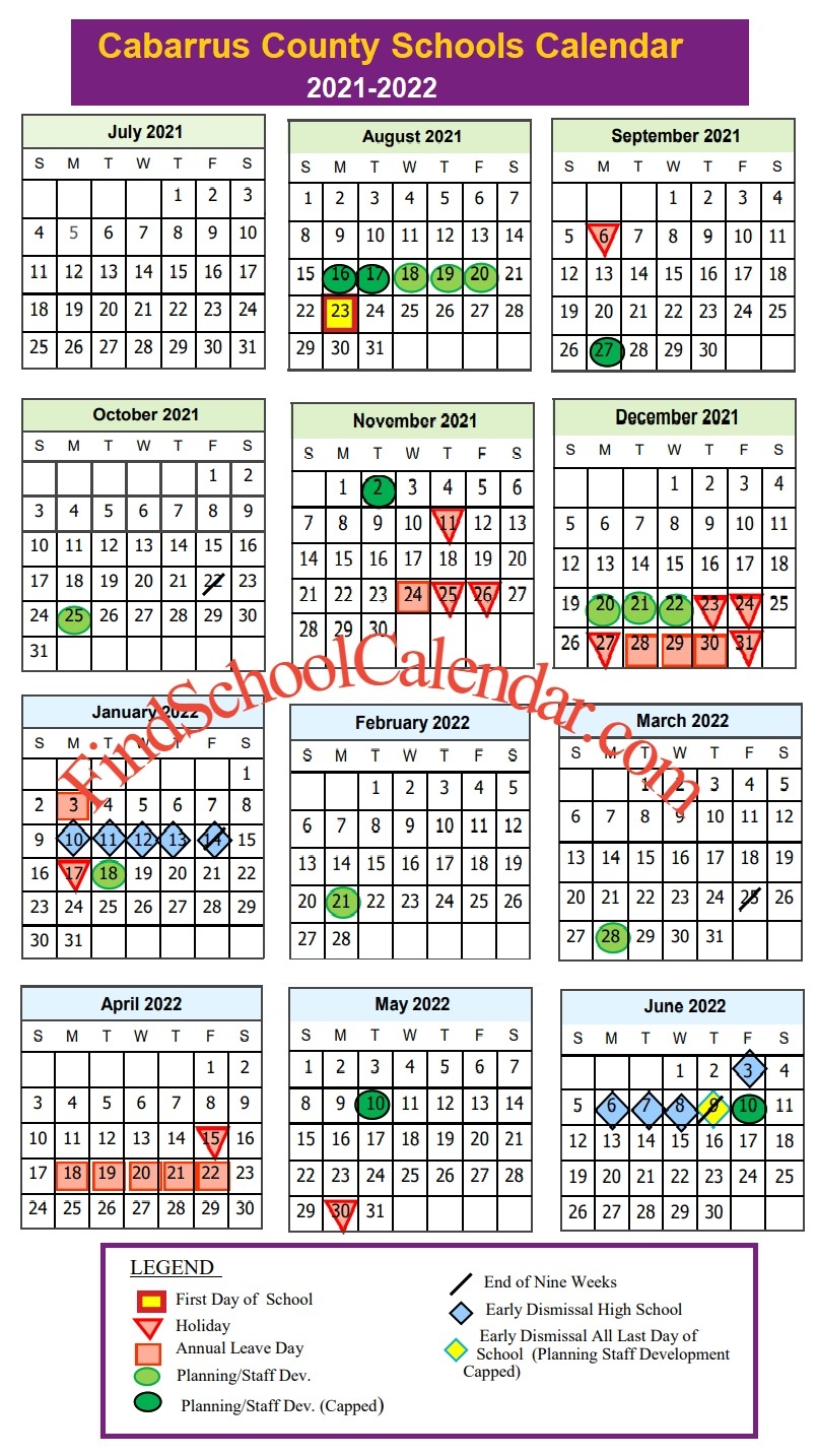 cabarrus county schools calendar