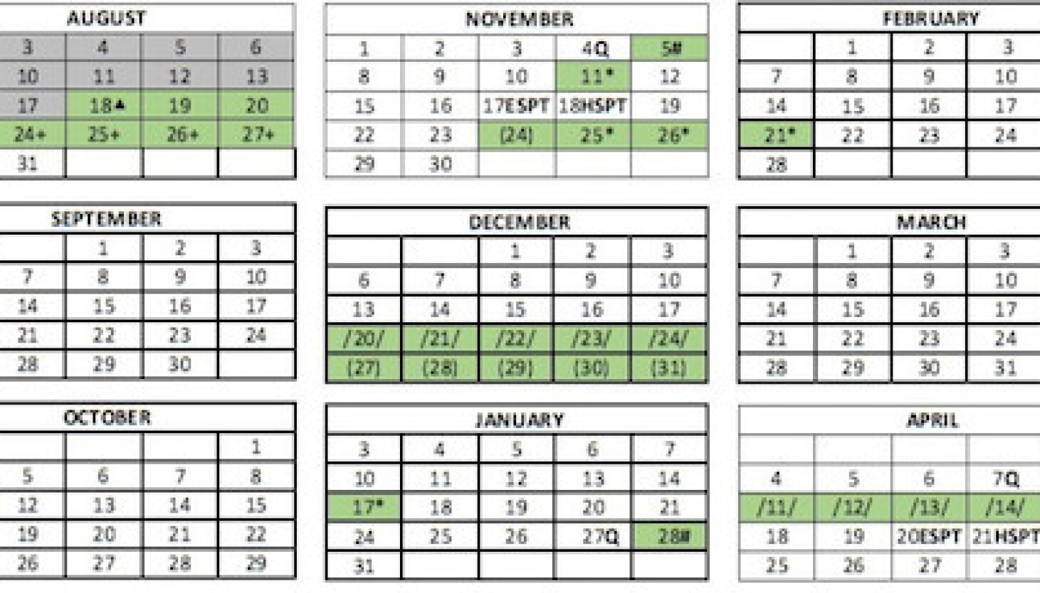 cps public schools calendar
