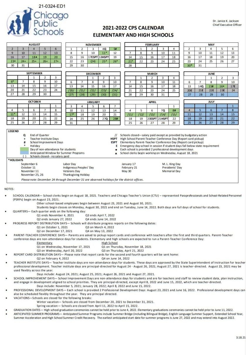 CPS Calendar 2021 22 Here s The Full Schedule For Chicago Public Schools Chicago Sun Times