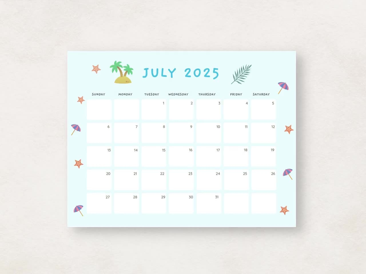 2025 calendar printable cute