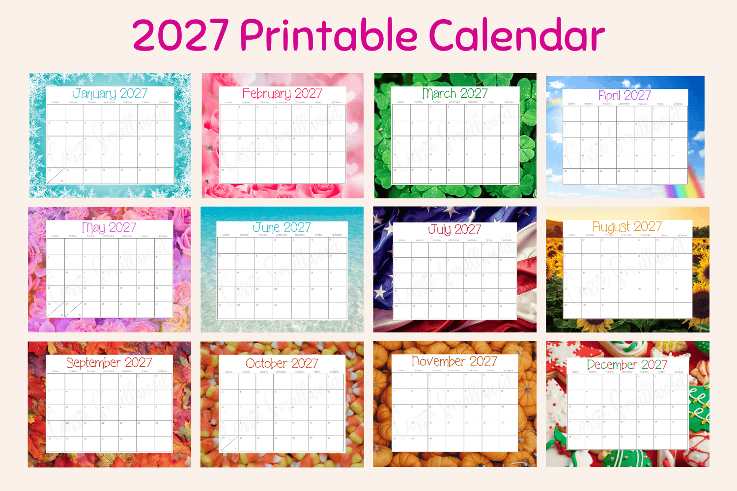 CUTE Free Printable 2027 Monthly Calendar Cassie Smallwood CUTE Free Printable 2027 Monthly Calendar Cassie Smallwood