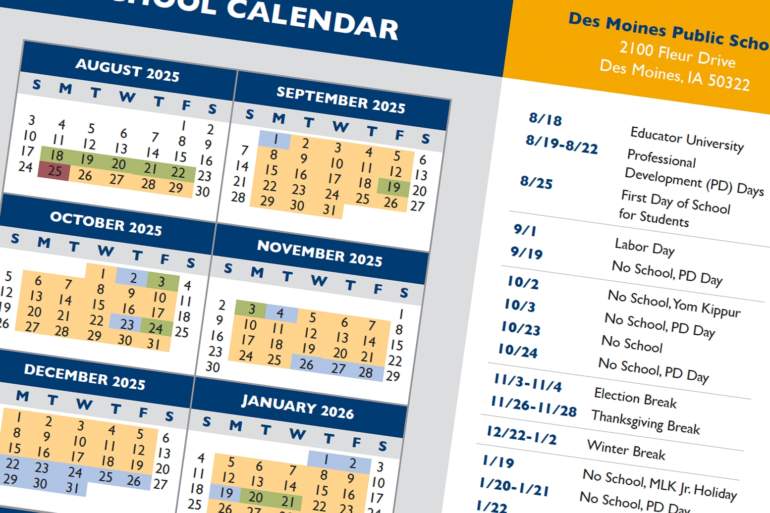District Calendars Des Moines Public Schools