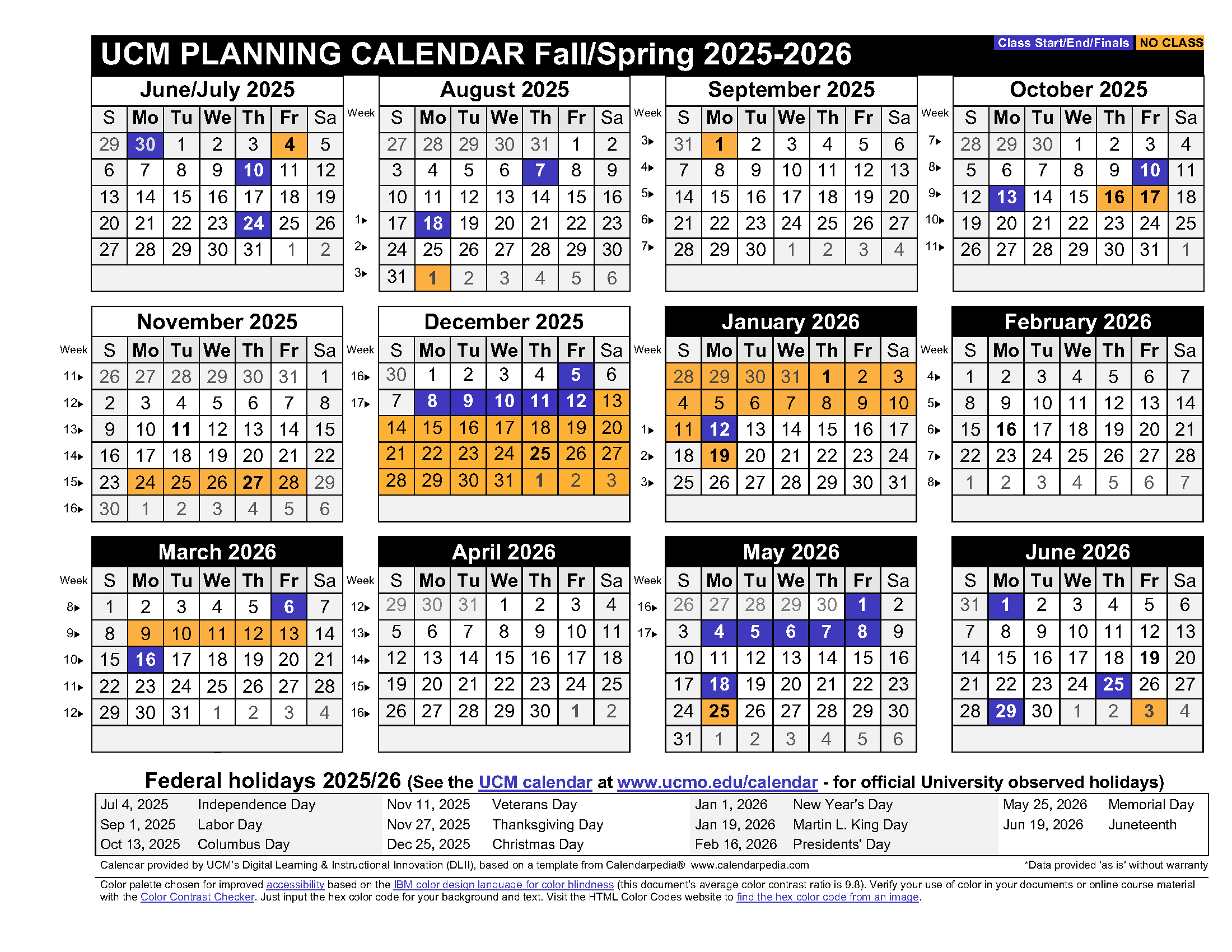DLII Planning Calendar