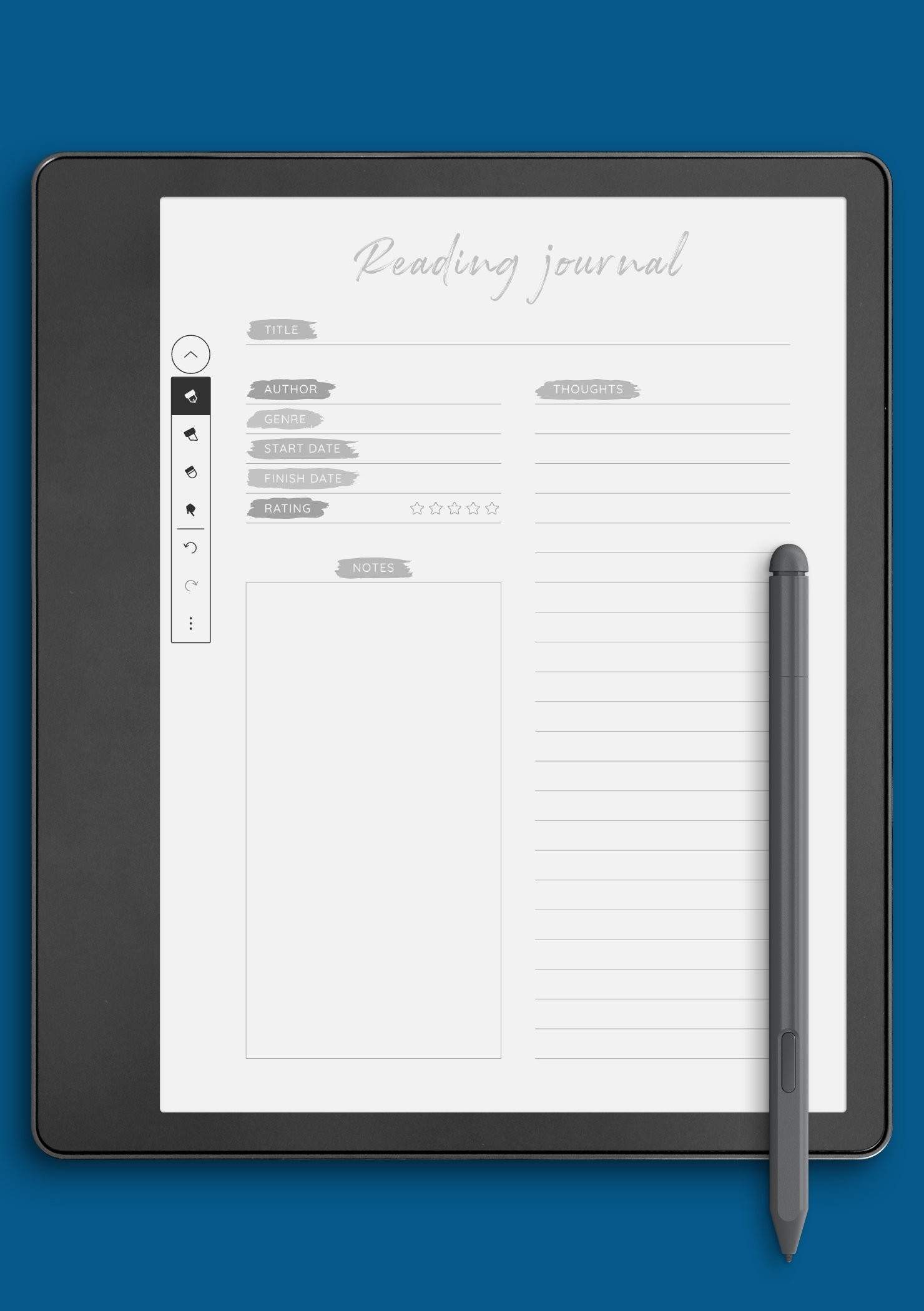 Colored Reading Journal Template