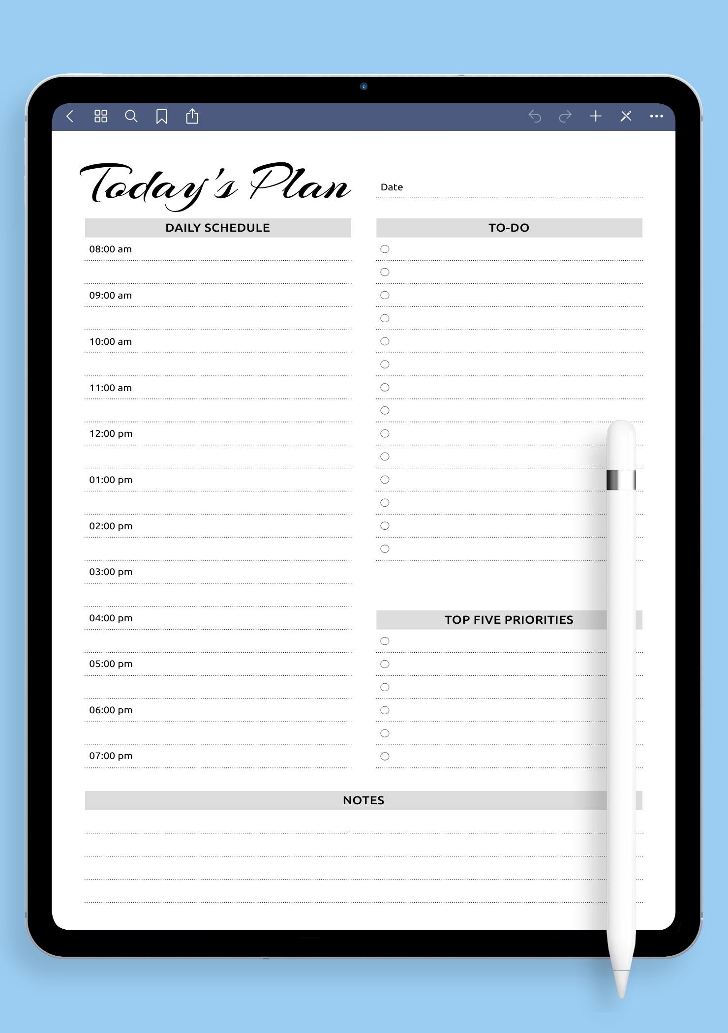 Download Printable Daily Planner With Hourly Schedule To do List AM PM Time Format PDF