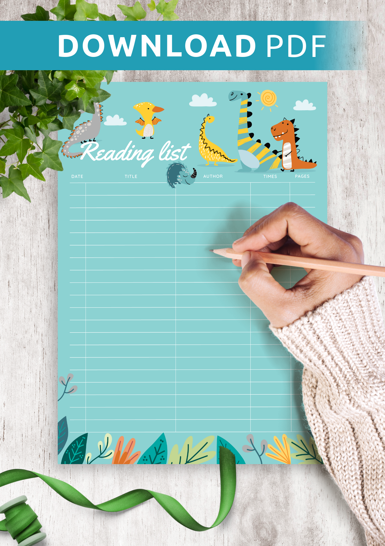 Download Printable Dinosaurs Reading List Template For Kids PDF