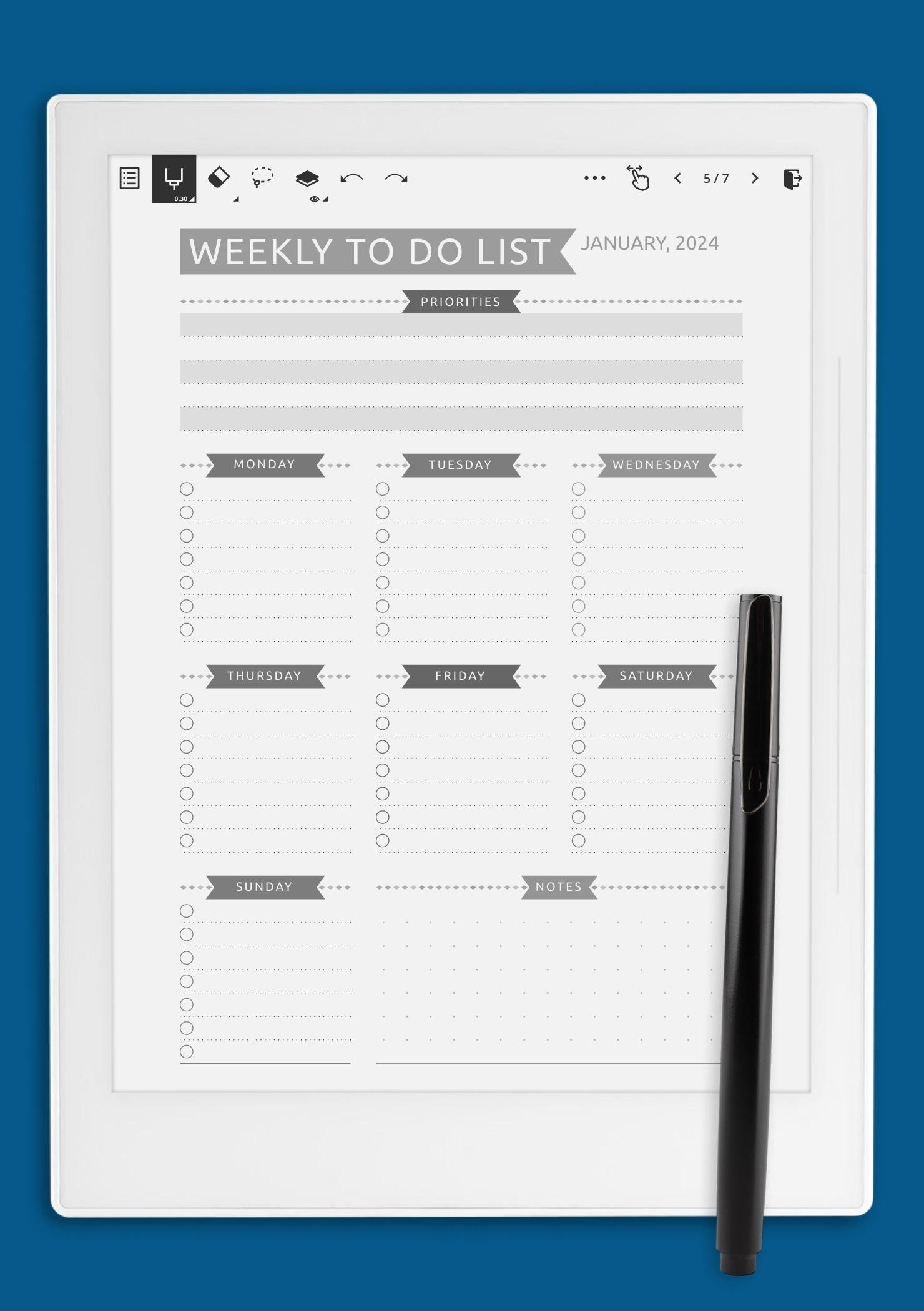 Download Printable Weekly To Do List Casual Style PDF