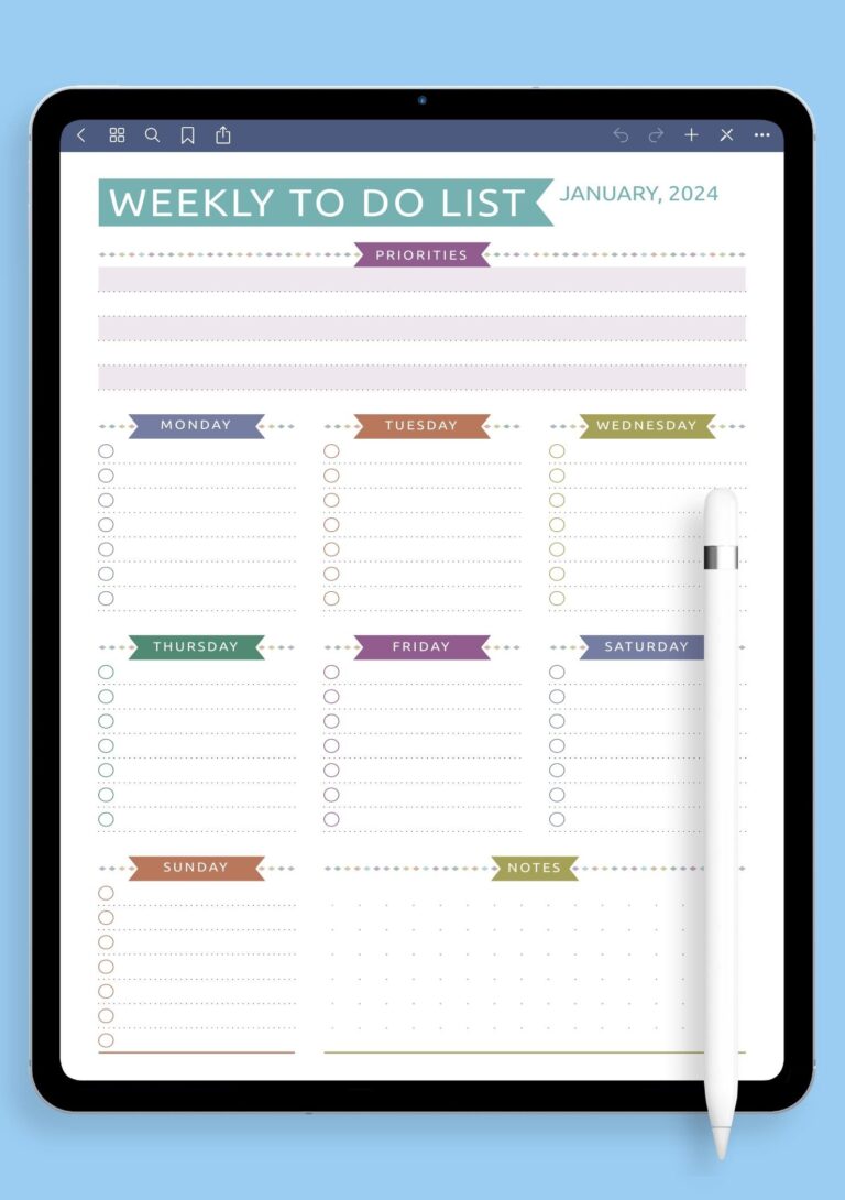 Download Printable Weekly To Do List Casual Style PDF