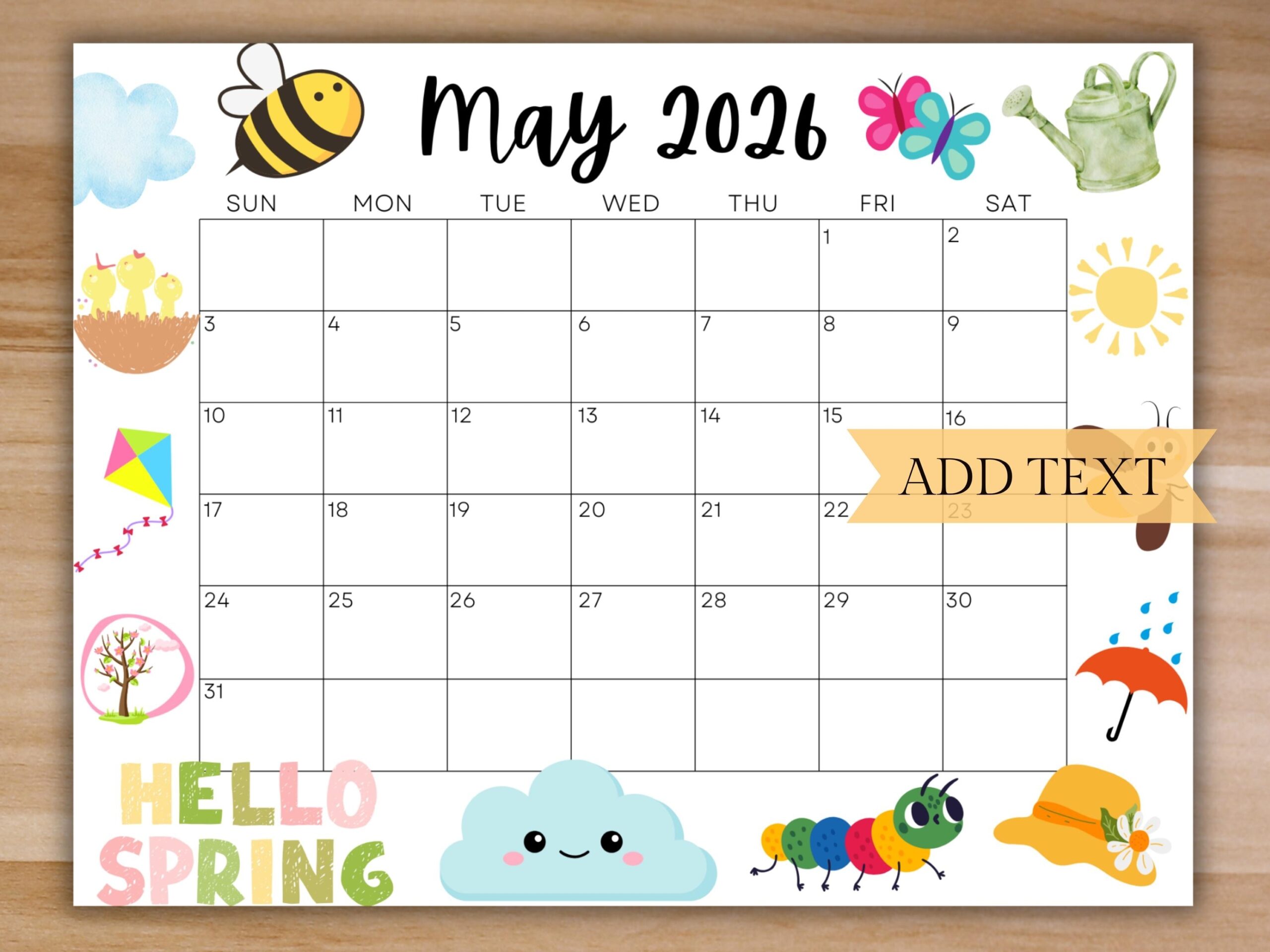May 2026 Floral Calendar Printable