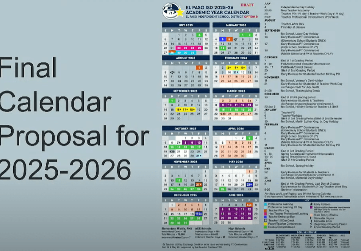 El Paso School District Approves Academic Calendars For Next Two Years