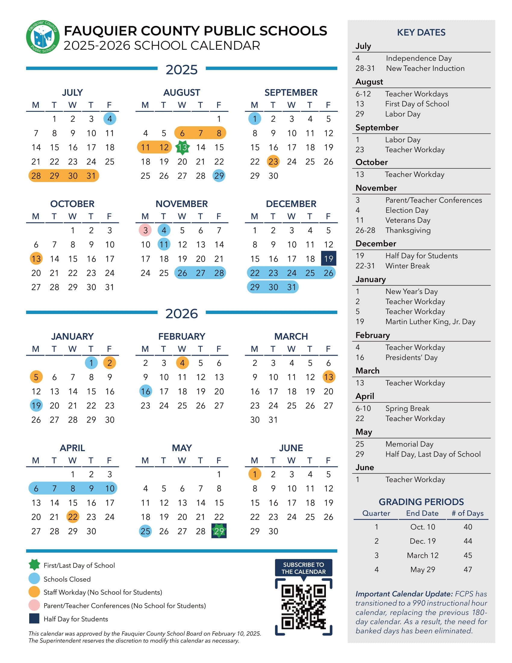 Fauquier County Public Schools Calendar 25 26 Revised PDF EduCounty