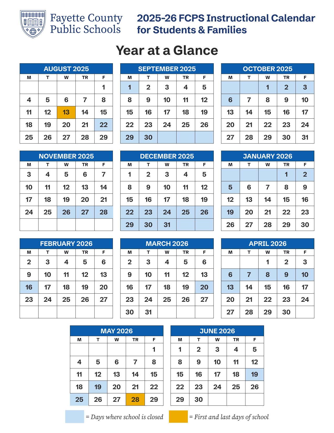 Fayette County KY Public Schools Calendar 25 26 revised EduCounty
