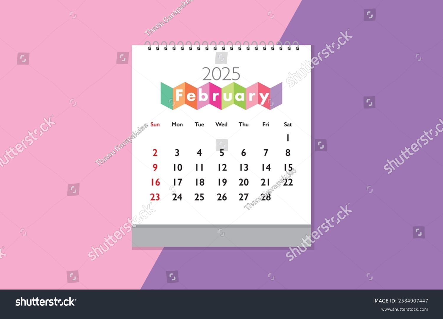 February 2025 Calendar On Light Pink Stock Vector Royalty Free 2584907447 Shutterstock