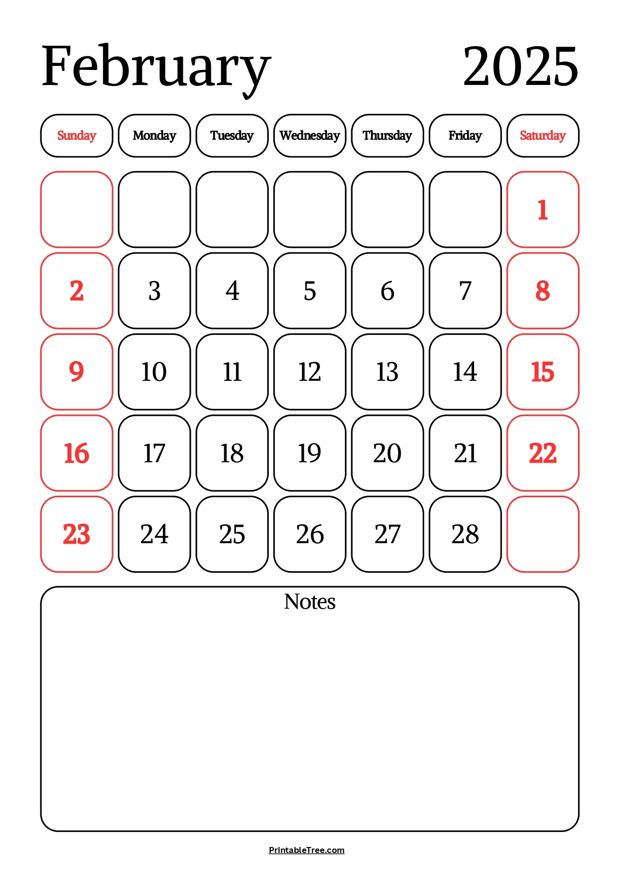 February 2025 Calendar Printable PDF Template With Holidays
