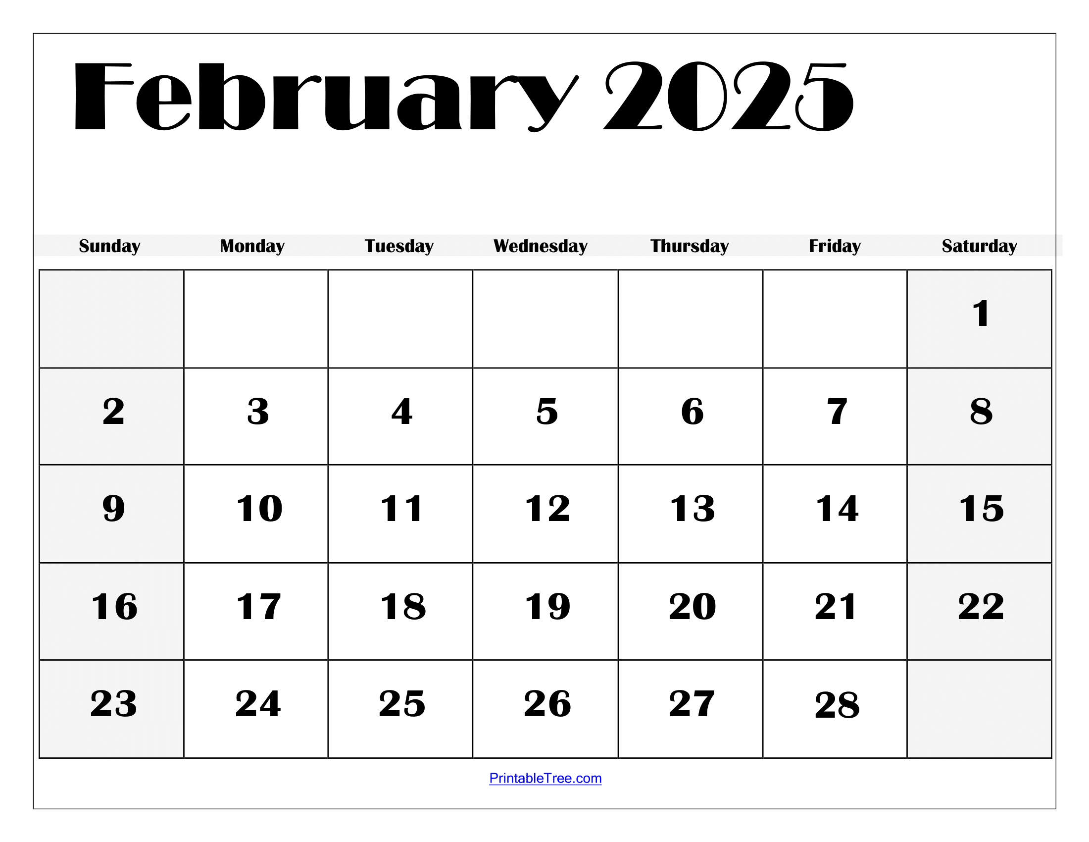 February 2025 Calendar Printable PDF Template With Holidays February 2025 Calendar Printable PDF Template With Holidays