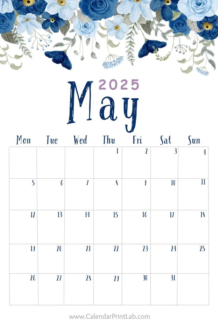 Floral 2025 Calendar Monthly Printable With Flowers