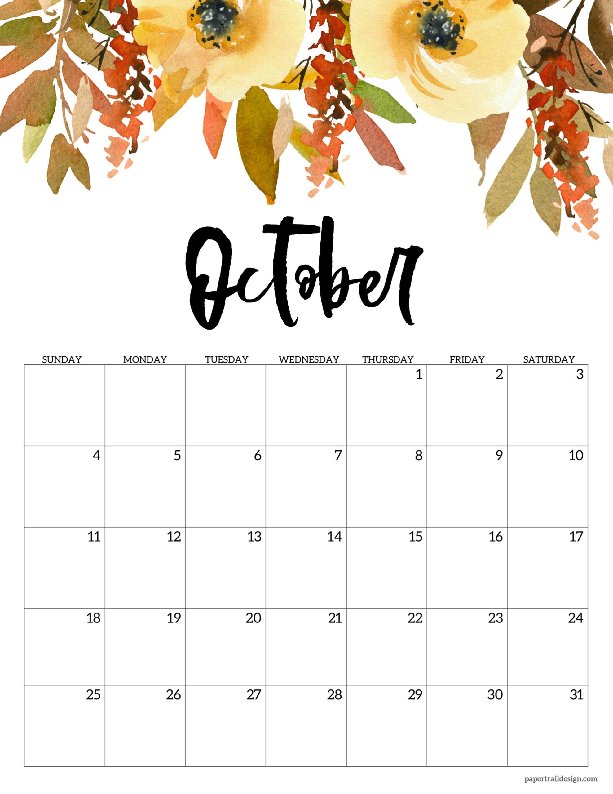 Floral 2026 Calendar Printable Paper Trail Design