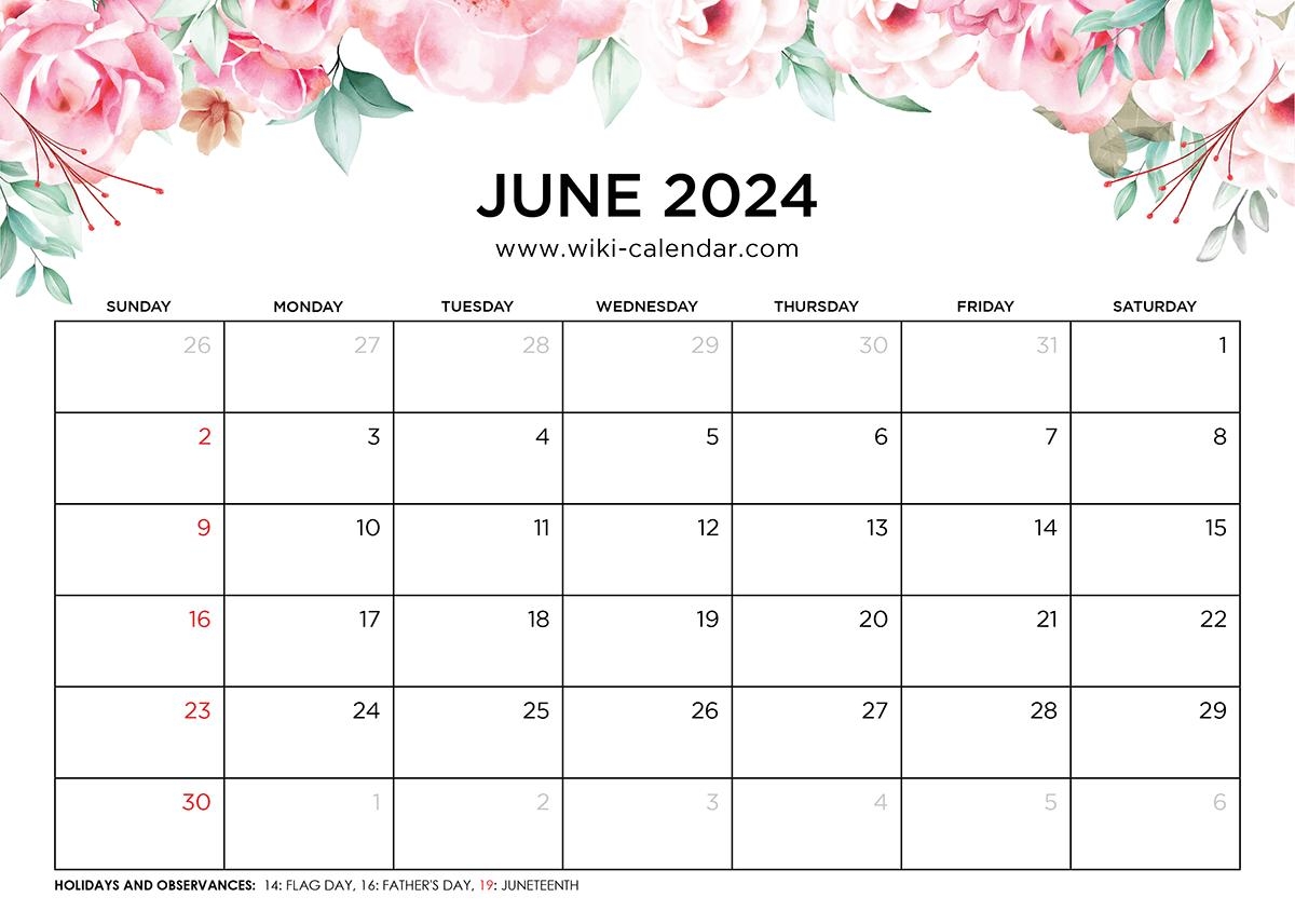 Floral Calendar For June 2024 Wiki Calendar By Wiki Calendar Issuu
