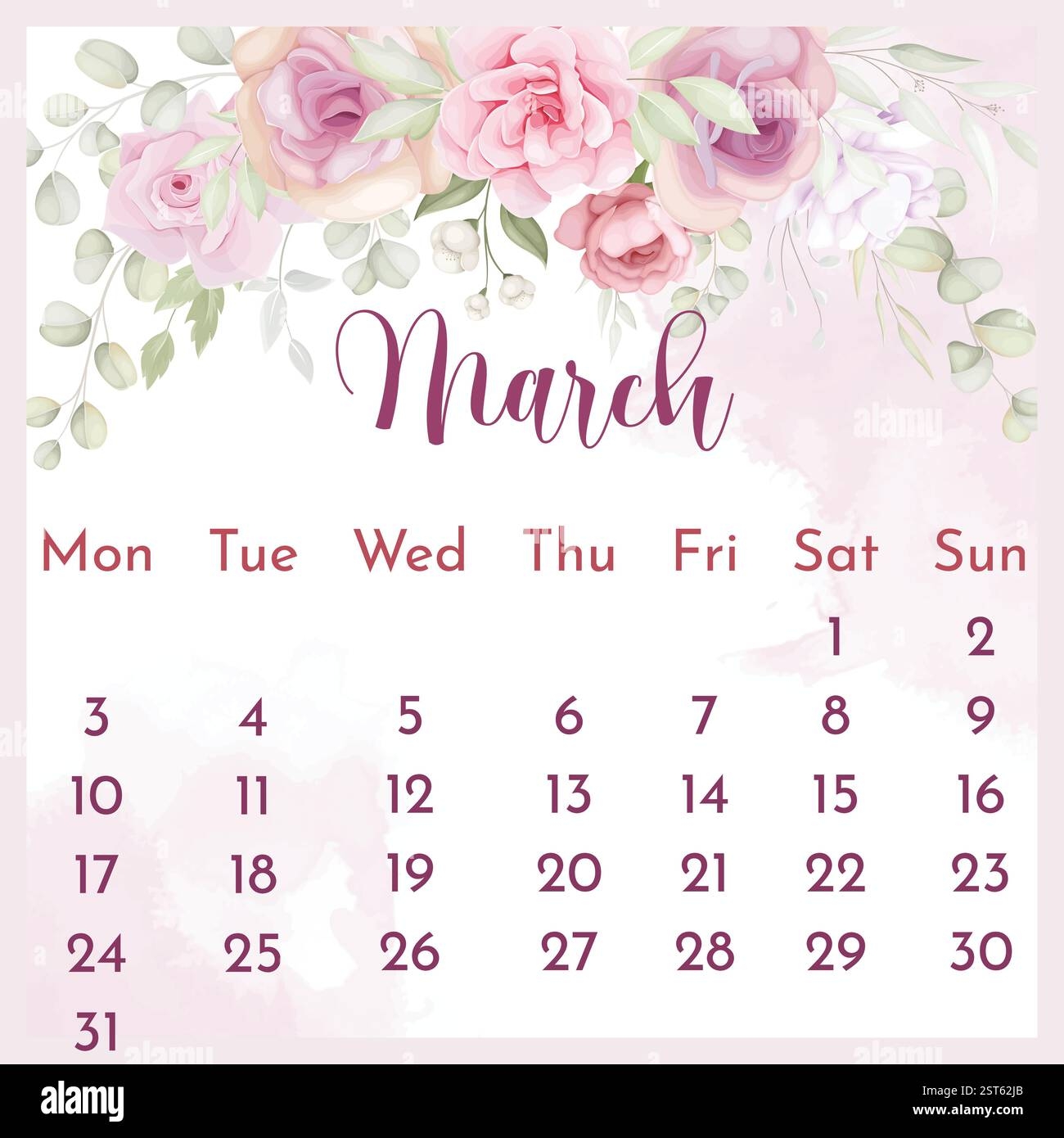 March 2025 Calendar Floral