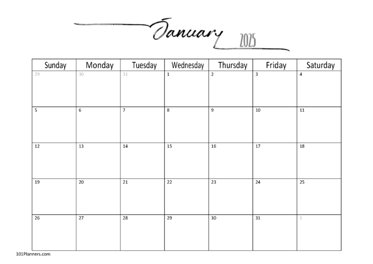 FREE 2025 Calendar Template Word Instant Download