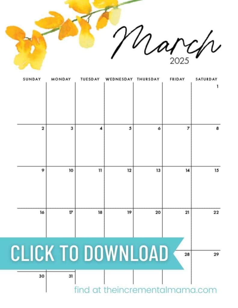 Free 2025 Floral Monthly Calendar PDFs Templates The Incremental Mama