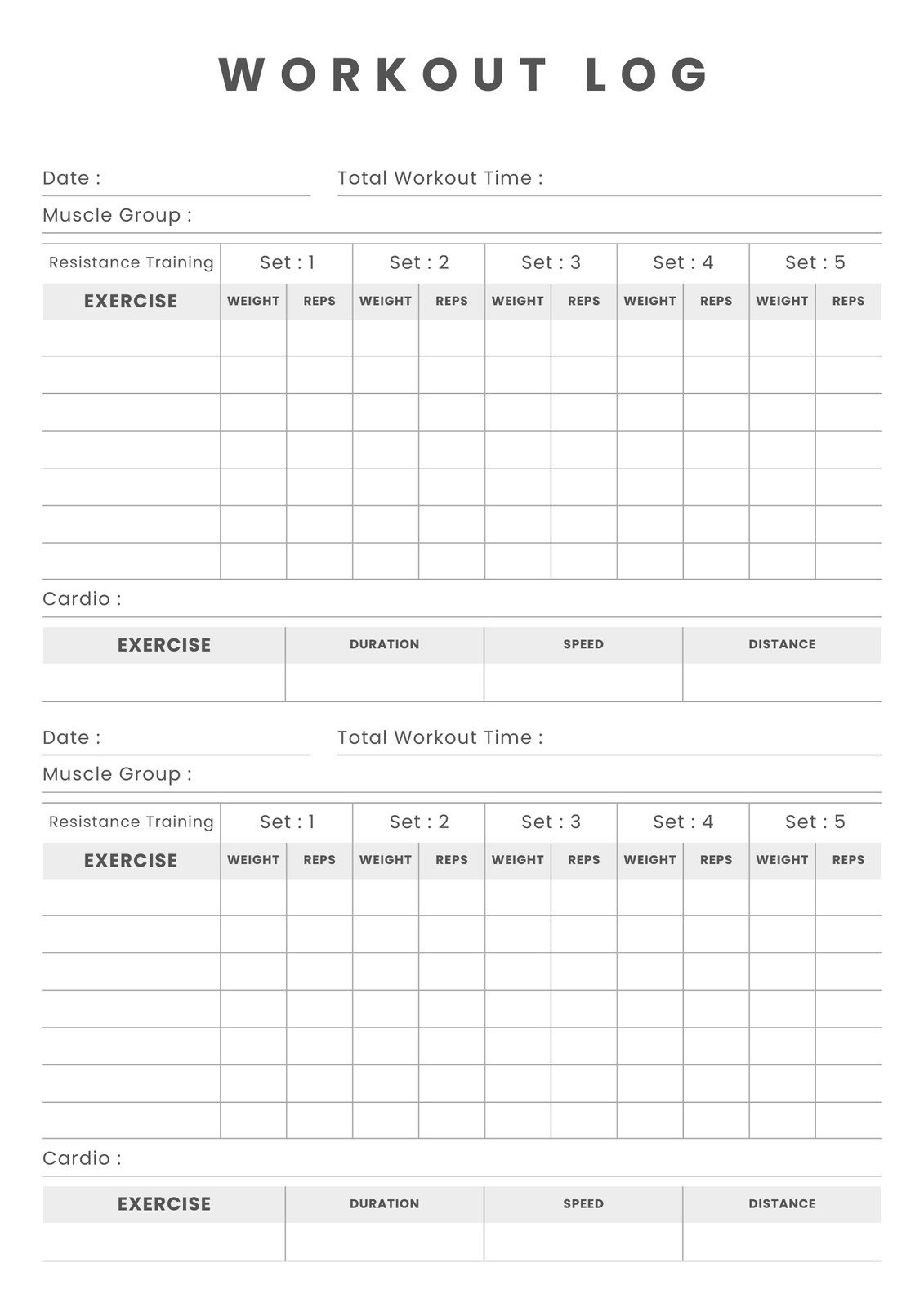 Free And Customizable Workout Templates