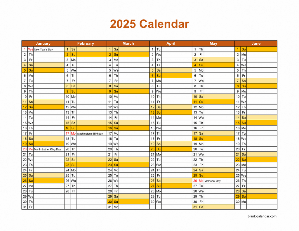 Blank monthly calendar 2025 printable