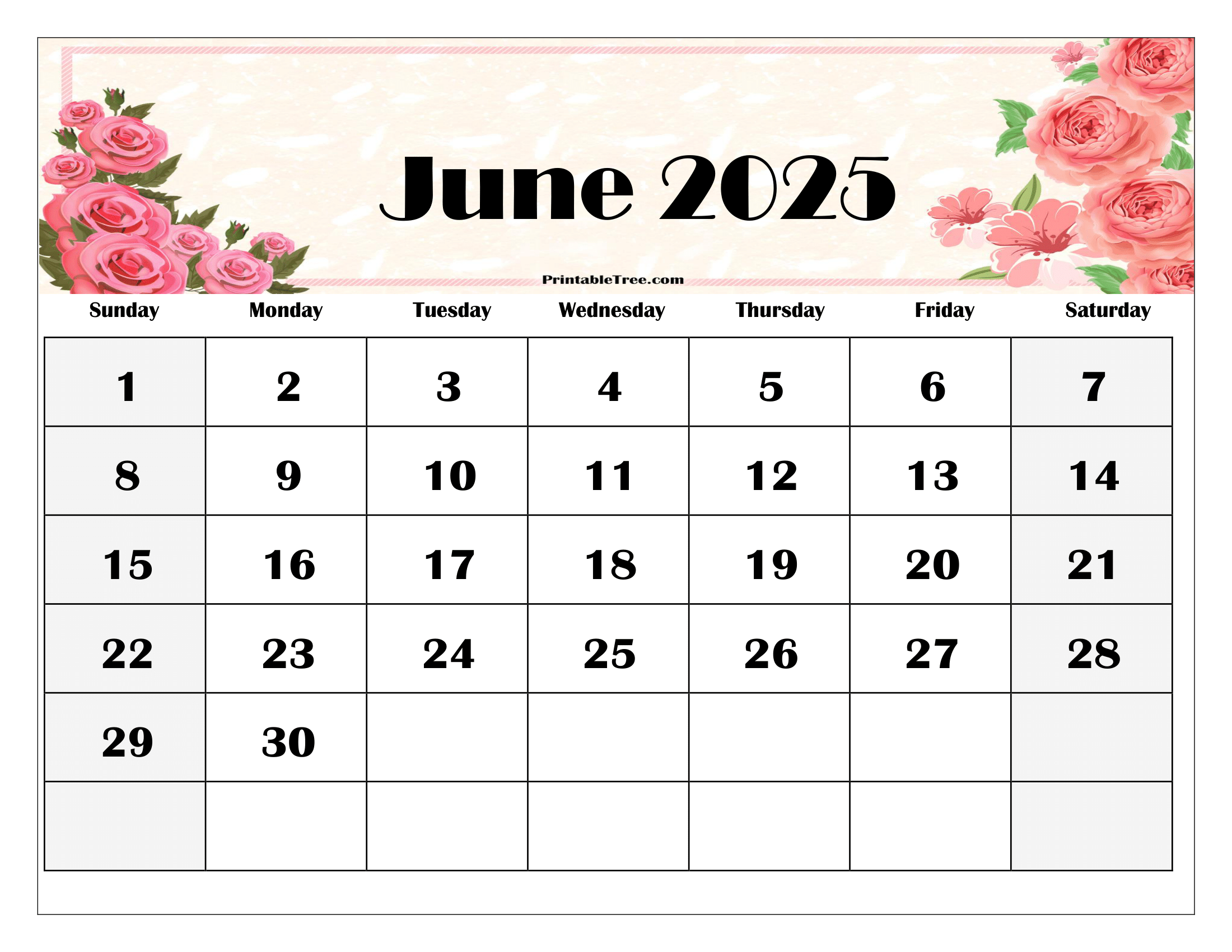 June 2025 Calendar Floral