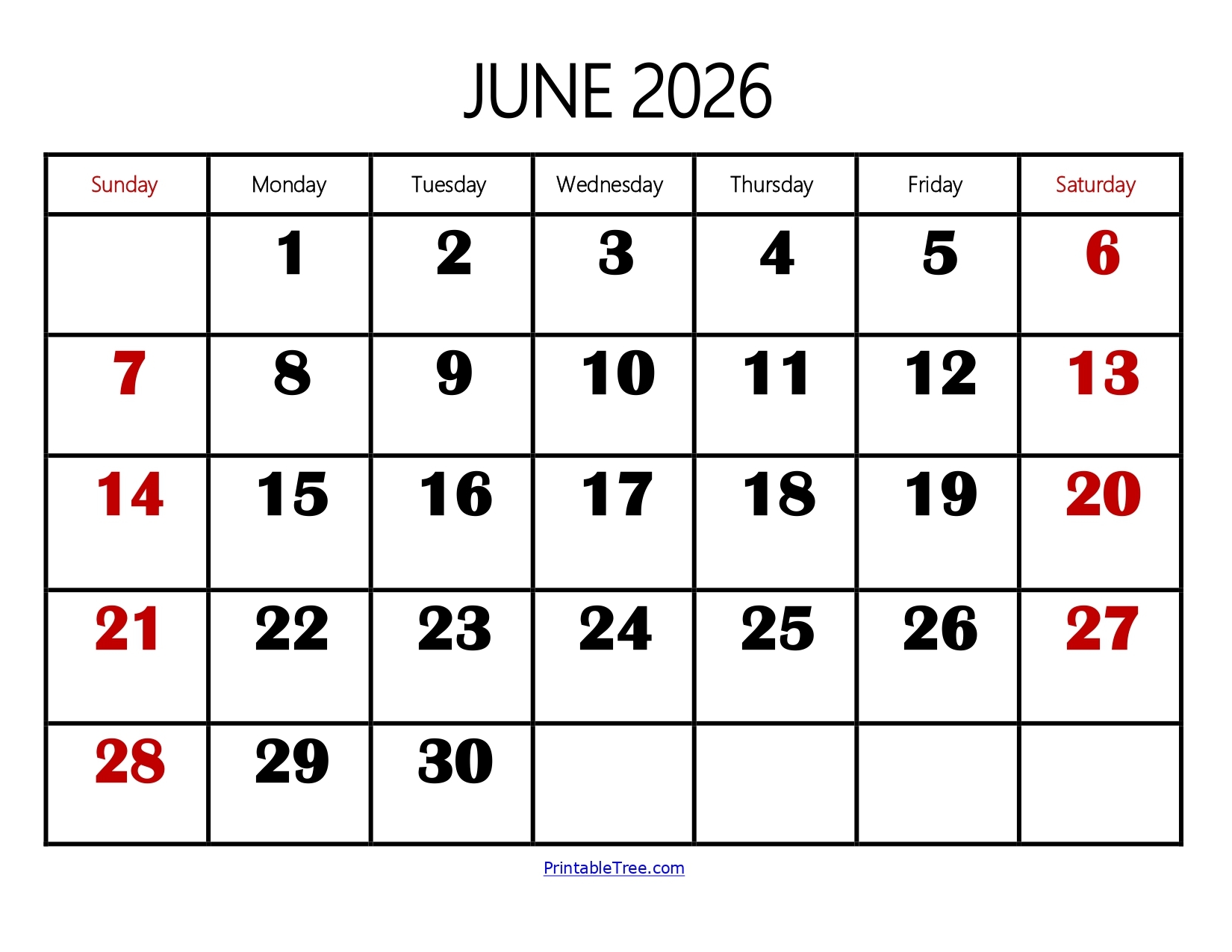 Free June 2026 Calendar Printable PDF With Holiday Templates