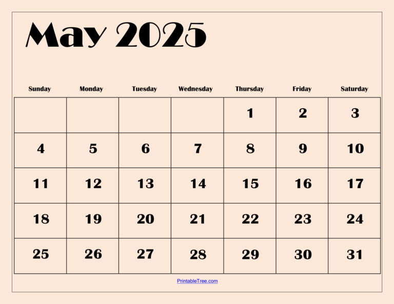 Free May 2025 Calendar Printable PDF Template With Holidays