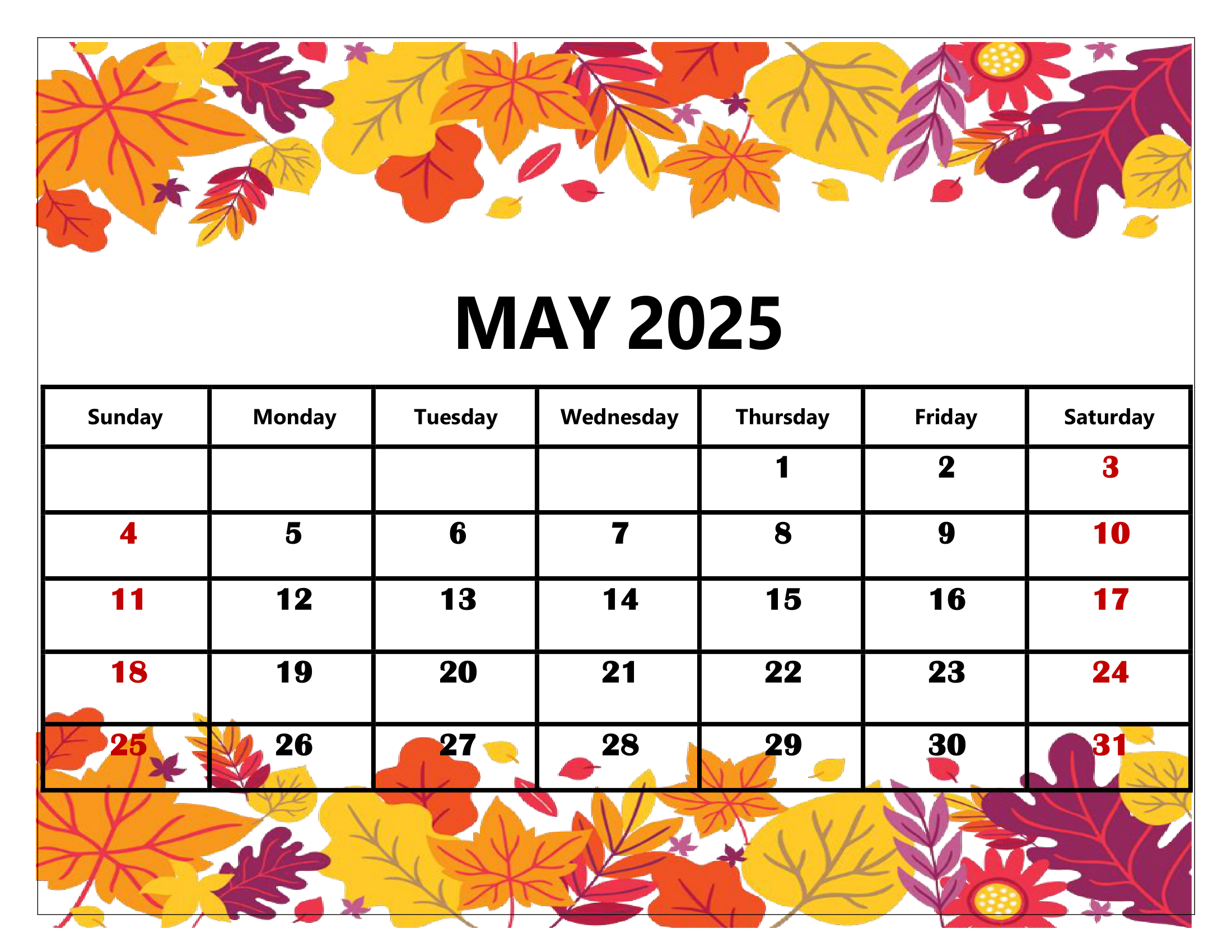 Free May 2025 Calendar Printable PDF Template With Holidays Free May 2025 Calendar Printable PDF Template With Holidays