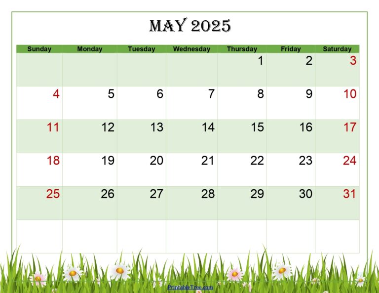 Free May 2025 Calendar Printable PDF Template With Holidays