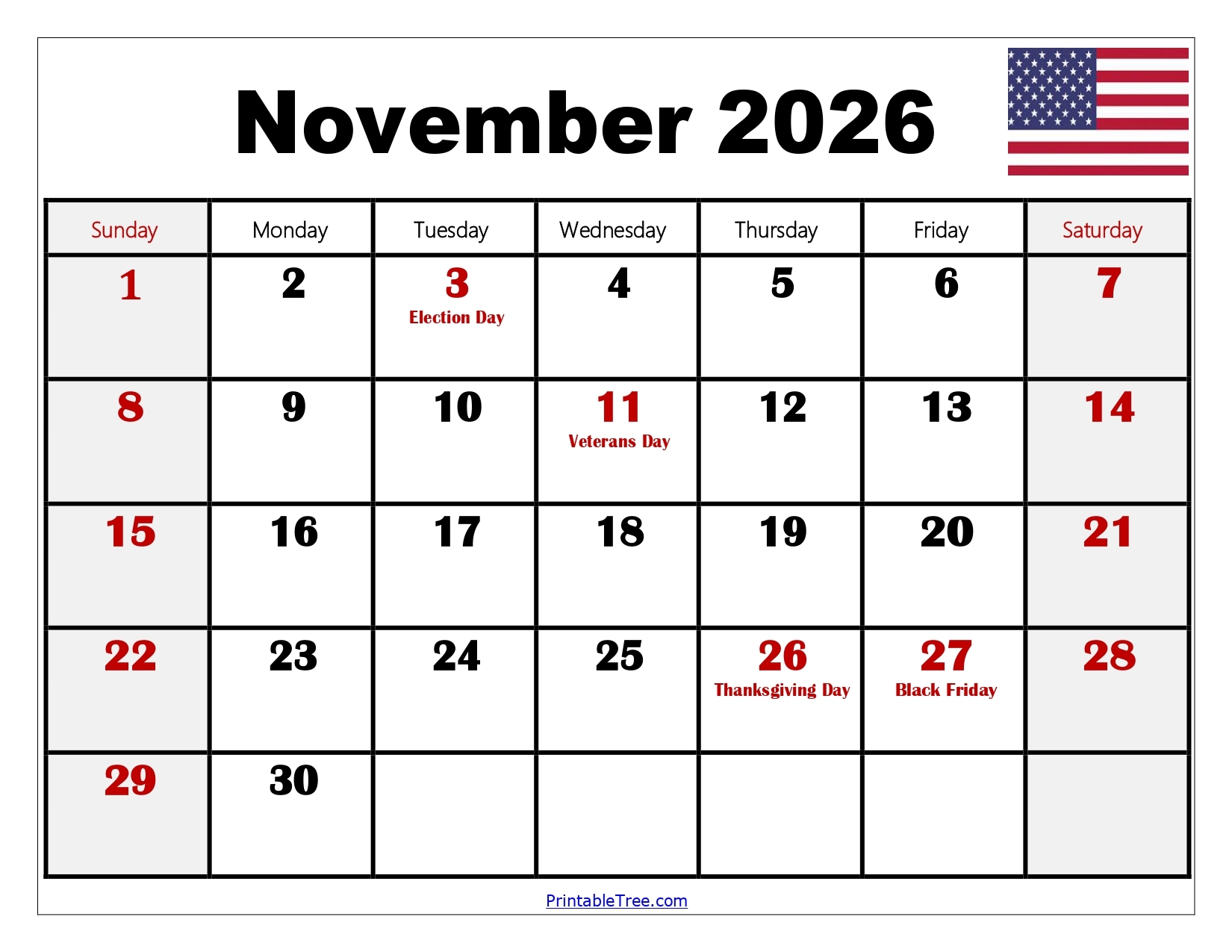 november to february 2026 calendar printable