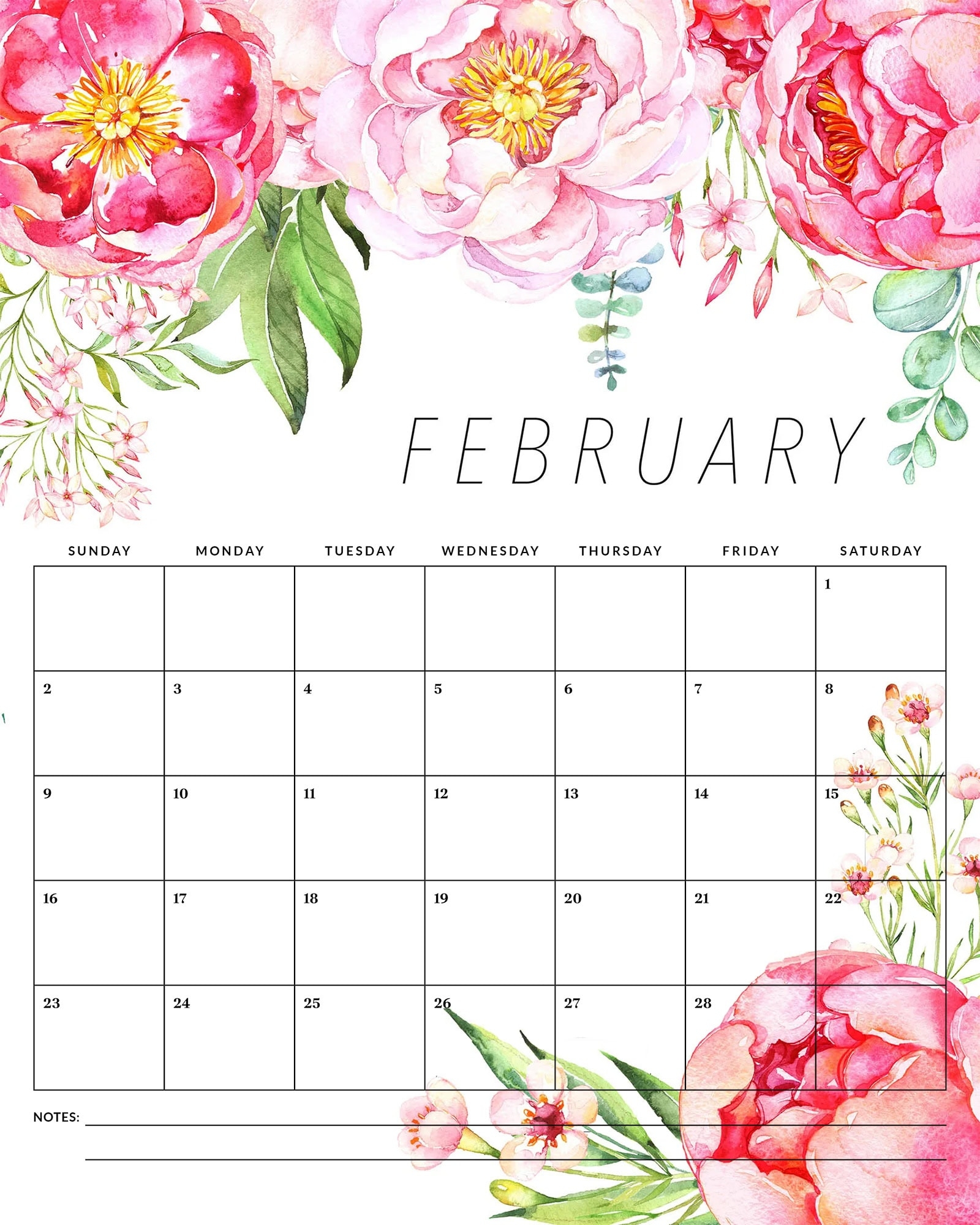 Free Printable 2025 Floral Calendar The Cottage Market