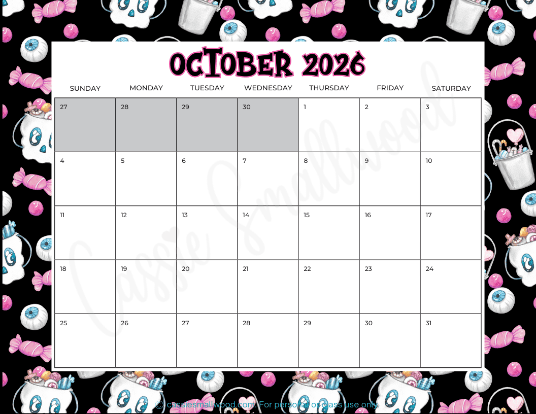 October 2026 Calendar with Holidays