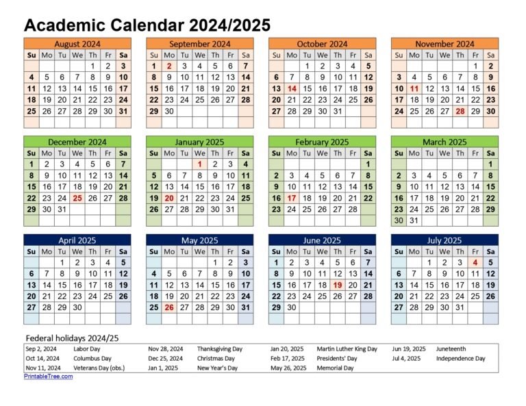 Free Printable Academic Calendar 2024 To 2025 Templates Printable Tree