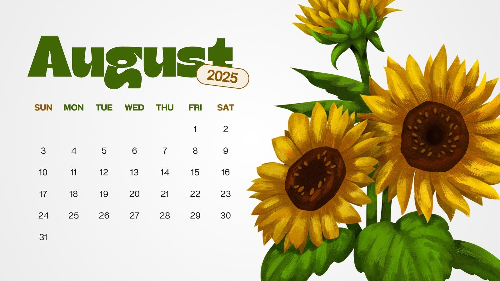 August 2025 Yellow Leaf Calendar Printable