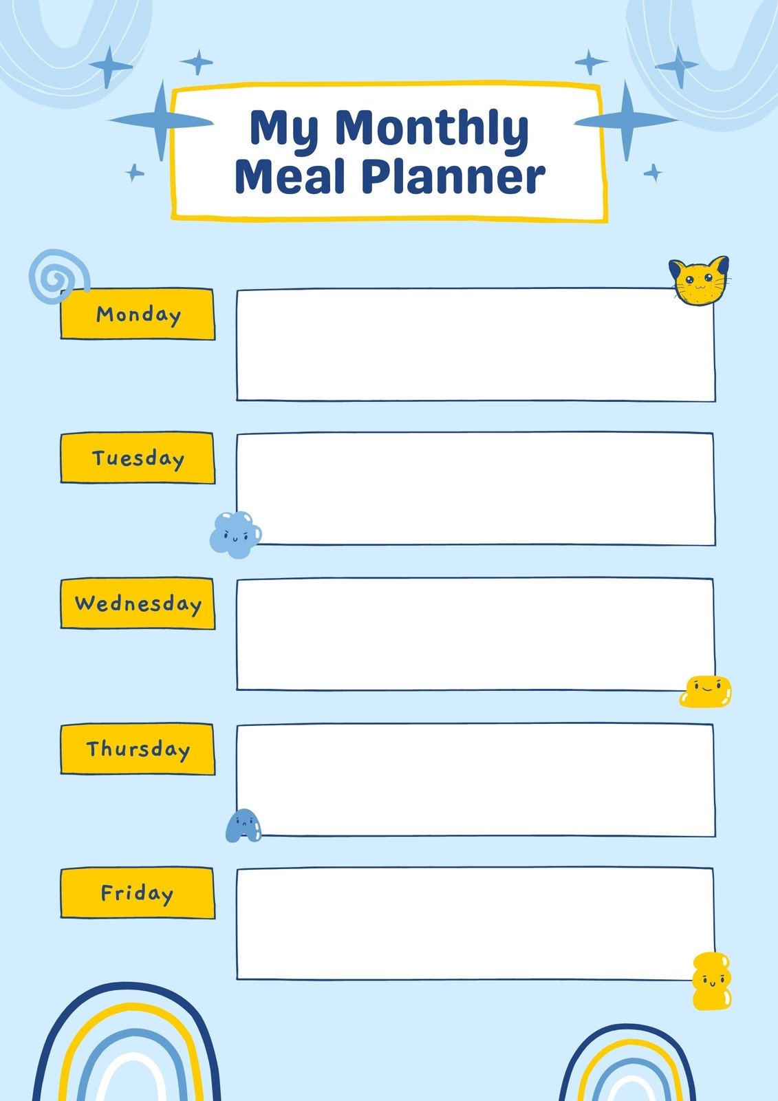 Meal Planner Blue Header