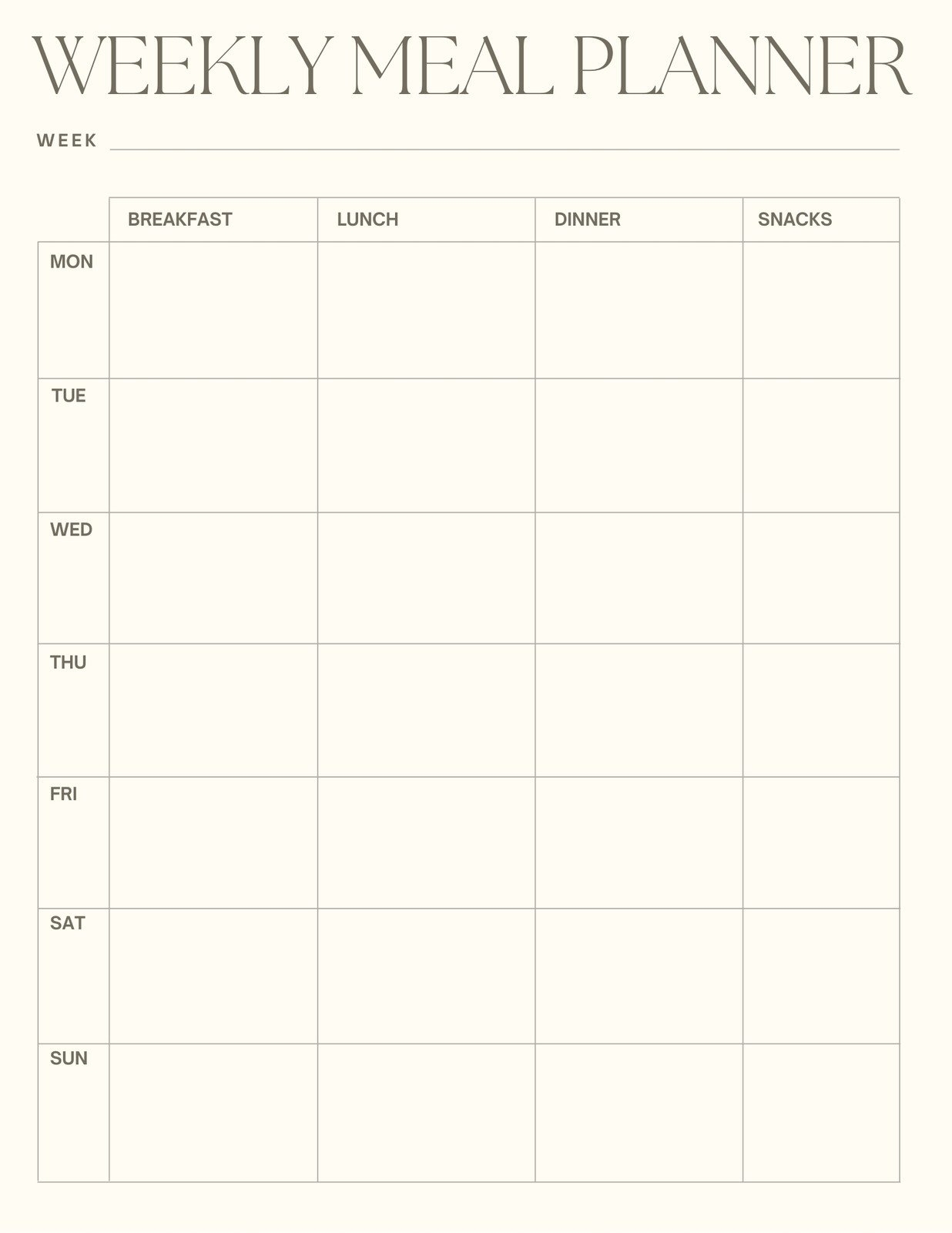 Food Planner Template