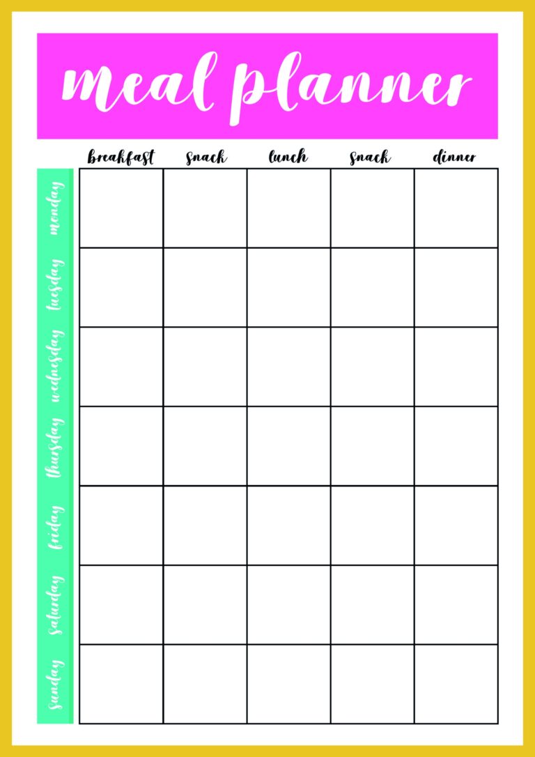Free Printable Weekly Meal Planner PDF Templates
