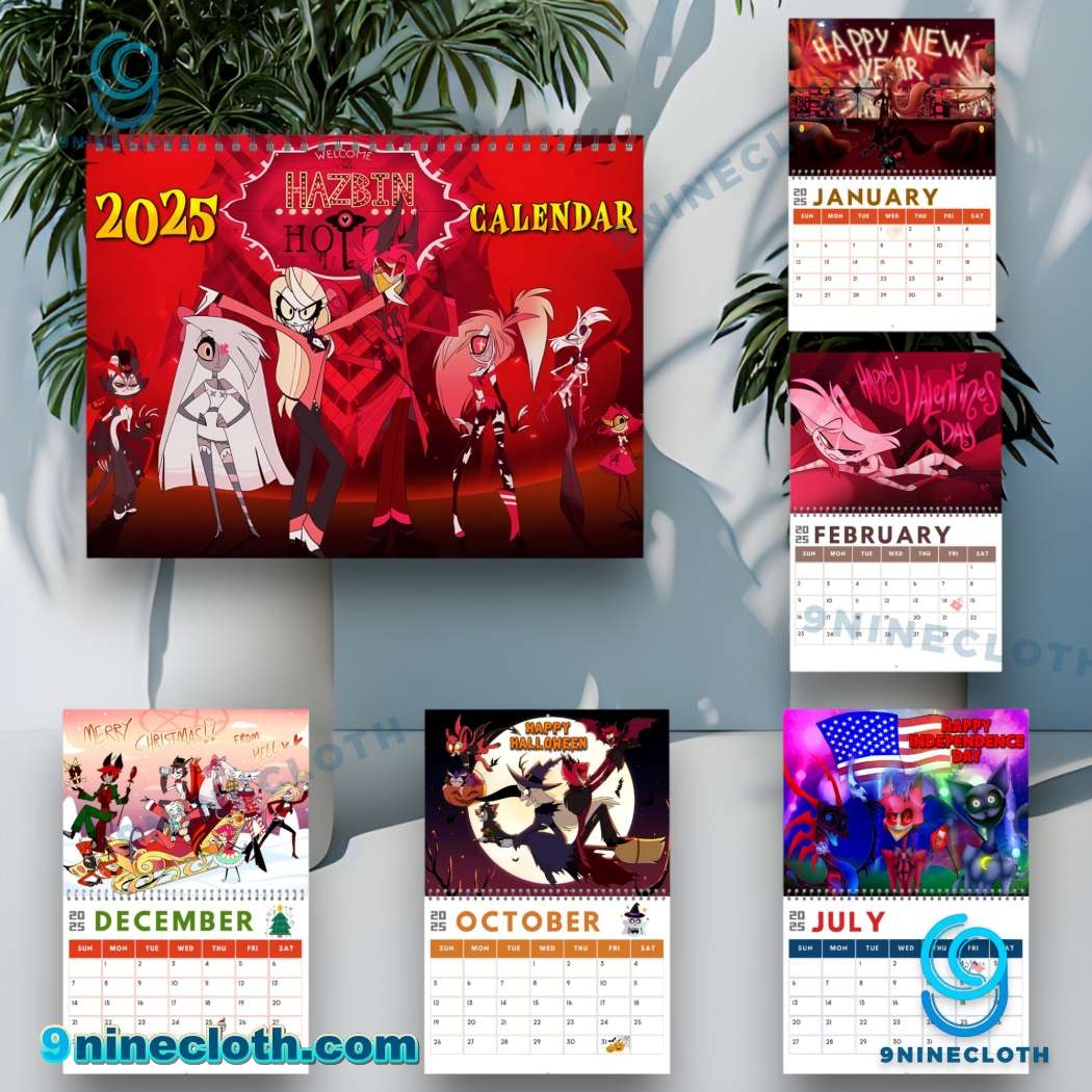 Free Shipping 20 Off Hazbin Hotel 2025 Wall Hanging Calendar 9ninecloth