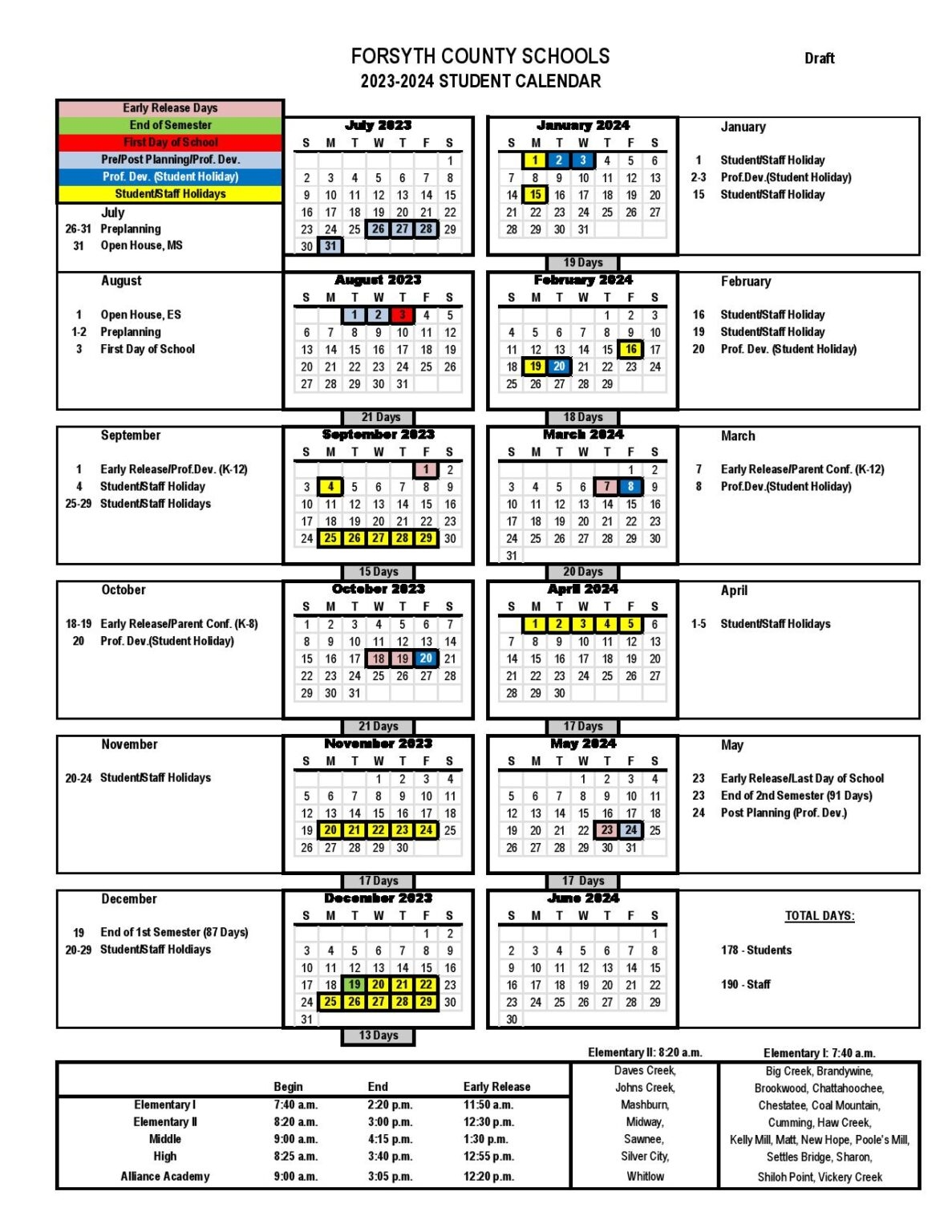 gaston county schools calendar