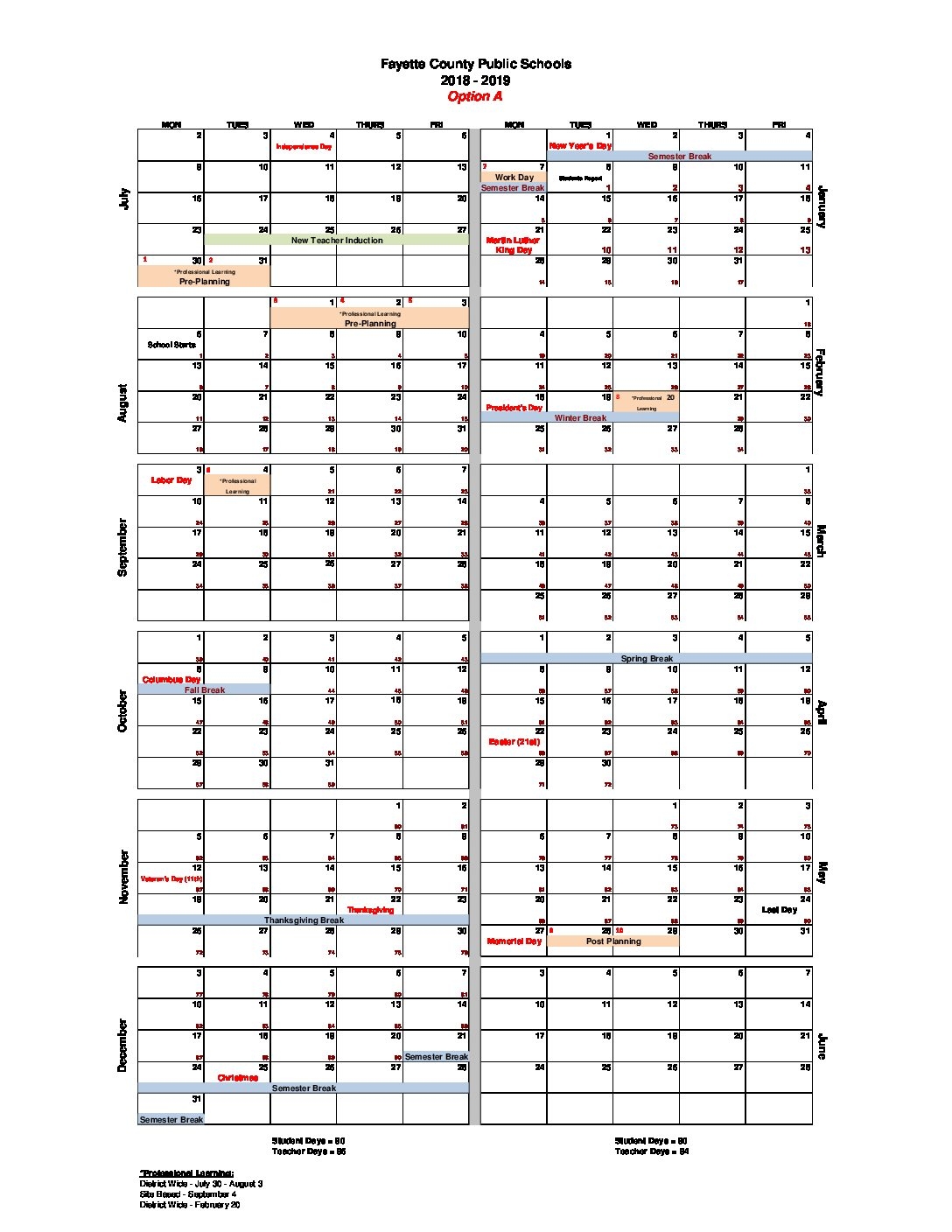 fayette county public schools calendar
